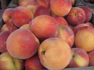 Peaches for making Peach-Blueberry Cobbler tonight.